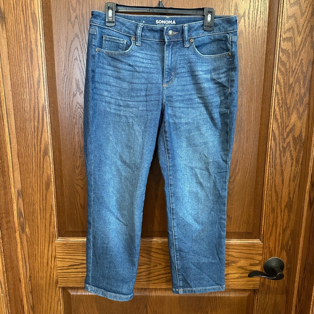 Sonoma Goods For Life Womens Blue Capri Jeans Size 8 Cropped Denim Pants